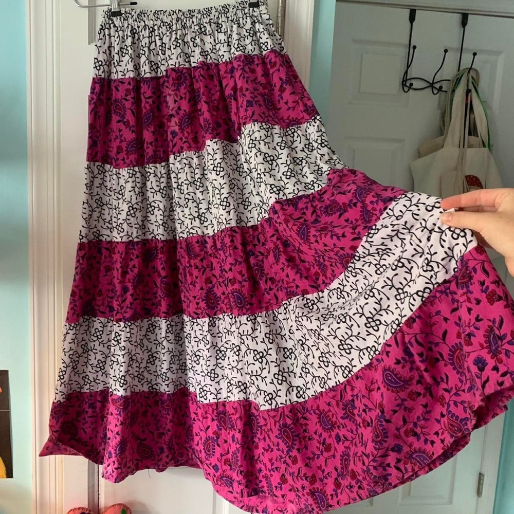 Vintage Floral Pink and White Women's Skirt